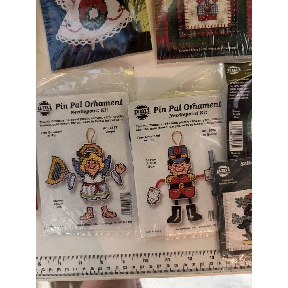 Vtg Cross Stitch Set Of 15 Christmas Themed Holiday Sets